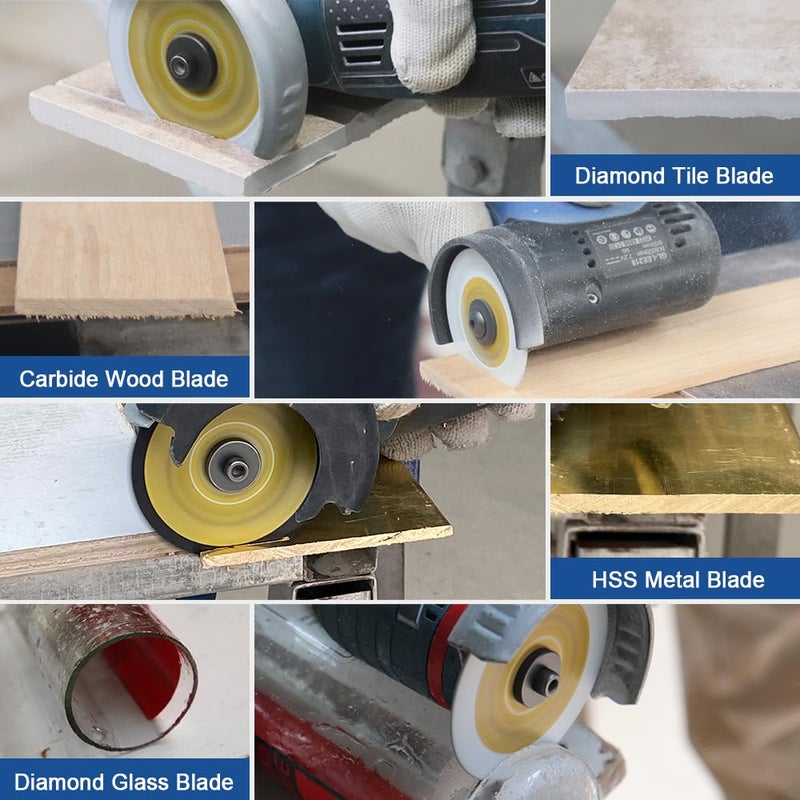 HIGHDRIL 3" 75mm Circular Saw Blade Set 4pcs - Diamond/HSS/Carbide Cutting Disc for Angle Grinder Cutting Soft Metal Copper Aluminum Tile Marble Granite Plastic Wood Glass - Image 4